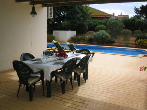 Dining on the covered patio Dining on the covered patio